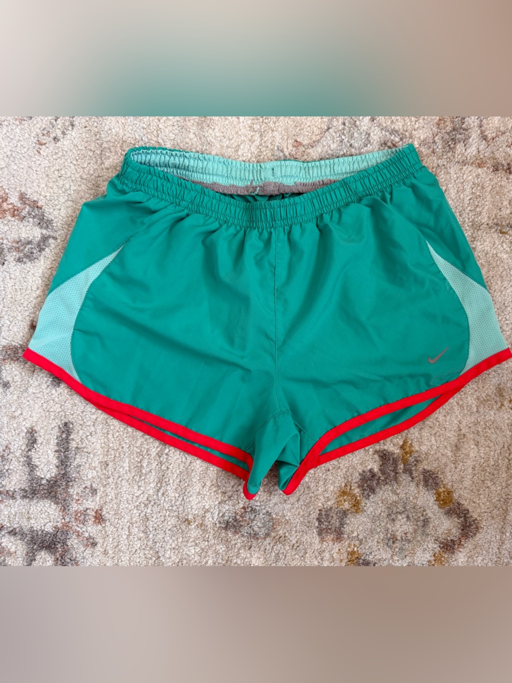 Nike Teal Running Shorts with Red Trim